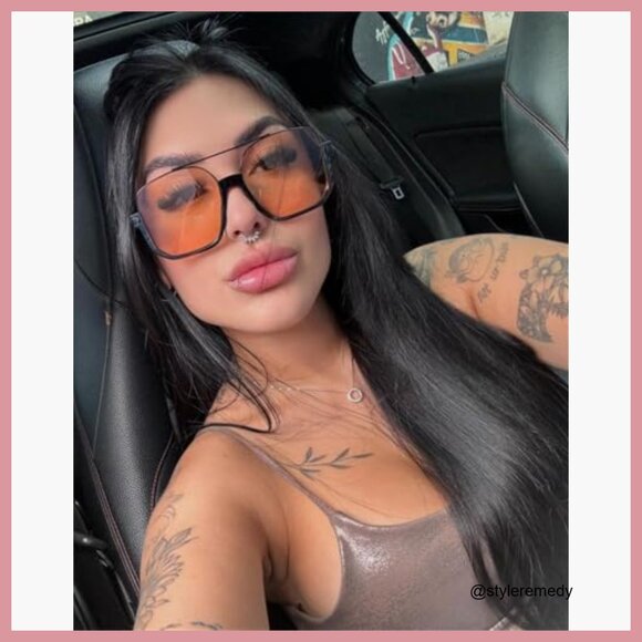 Metal Retro Oversized Aviator Sunglasses Square Double Bridge Pilot